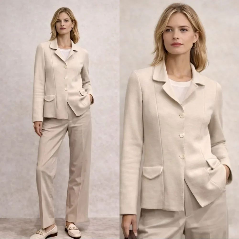 Loro Piana Silk knit blazer jacket in beige ivory